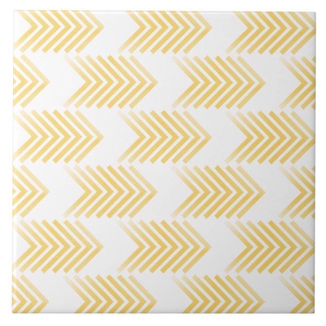 Yellow Tribal Arrow Pattern Ceramic Tile (Front)