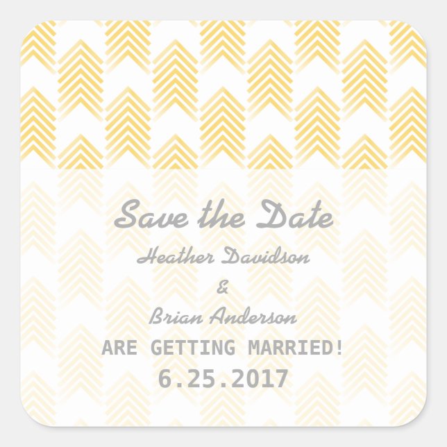 Yellow Tribal Arrows Save the Date Stickers (Front)