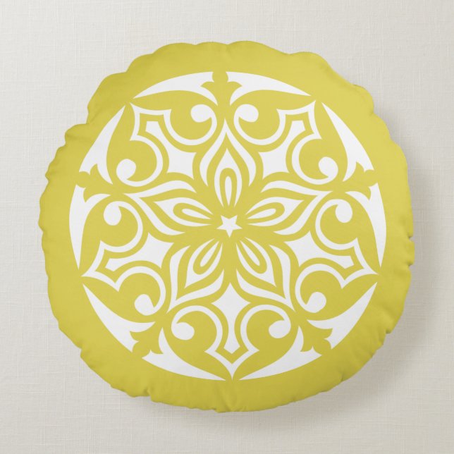 Yellow TRIBAL CIRCLE OF LIFE Throw Pillow (Front)