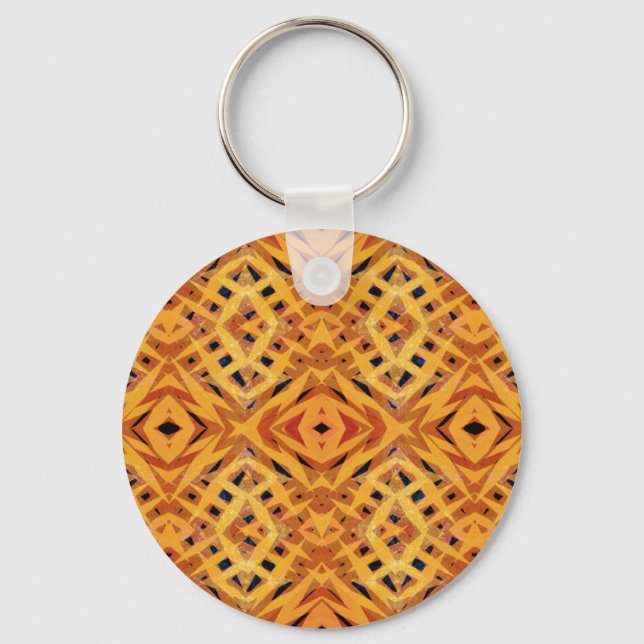 Yellow tribal shapes pattern key ring (Front)