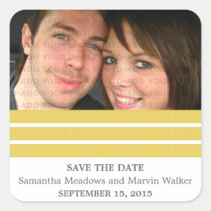 Yellow Triple Stripe Save the Date Stickers