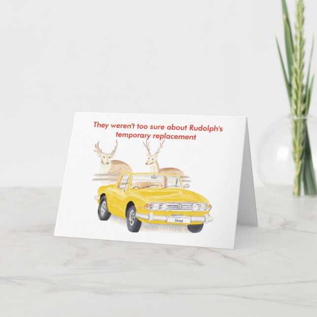Yellow Triumph Stag Christmas card (Front)