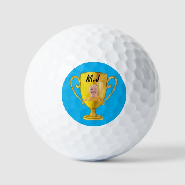 Yellow Trophy Award Winner Golf  Balls (Front)