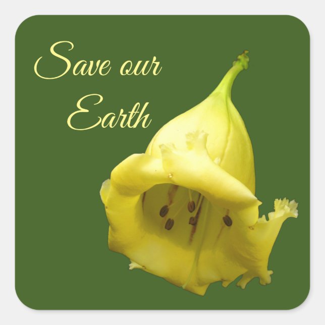 Yellow Tropical Blossom Square Sticker (Front)