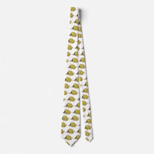 Yellow Tropical Chelmon Longirostris, Vintage Fish Tie