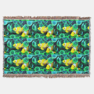Yellow tropical fish throw blanket