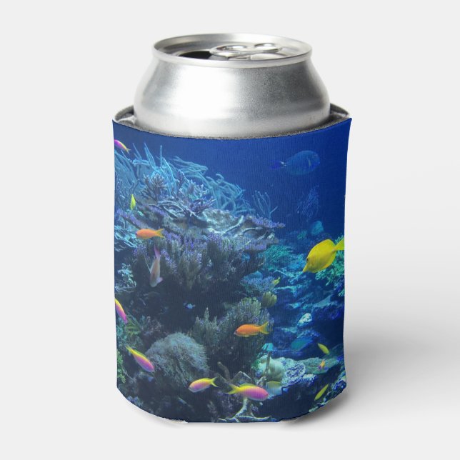 Yellow Tropical Fish Underwater Photo Can Cooler (Can Front)
