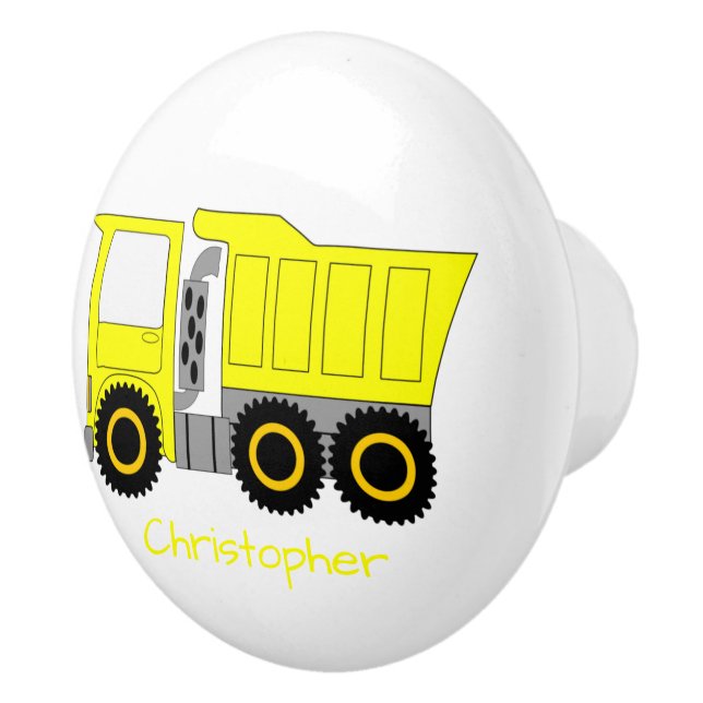 Yellow Truck Design Personalised Ceramic Knob (Right)