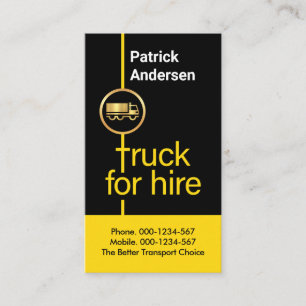 Yellow Truck For Hire Trucking Business Card