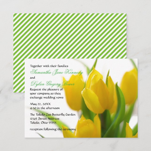 Yellow Tulip - 3x5 Wedding Invitation (Front/Back)