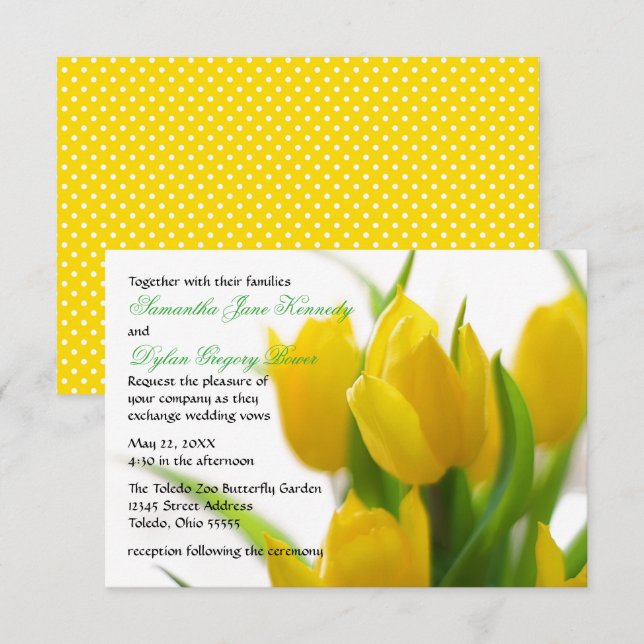 Yellow Tulip - 3x5 Wedding Invitation (Front/Back)
