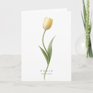 Yellow Tulip Botanical Art Symbol of Sunshine/Joy Card
