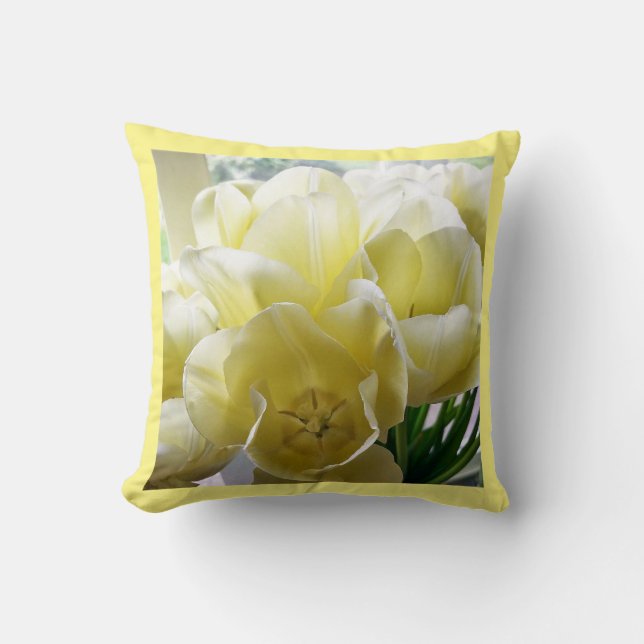Yellow Tulip Bouquet Cushion (Front)