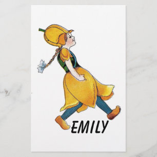 Yellow Tulip Cute Flower Child Floral Funny Girl Stationery