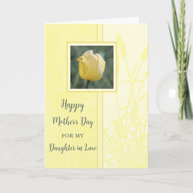 Yellow Tulip Daughter in Law Happy Mother's Day Card (Front)