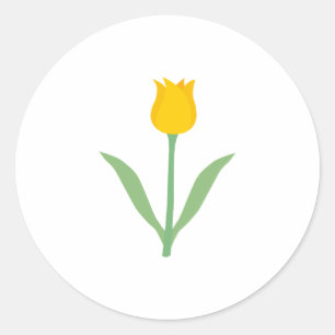 Yellow Tulip Flower. Classic Round Sticker