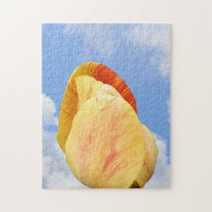 Yellow Tulip Flower On Blue Sky     Jigsaw Puzzle