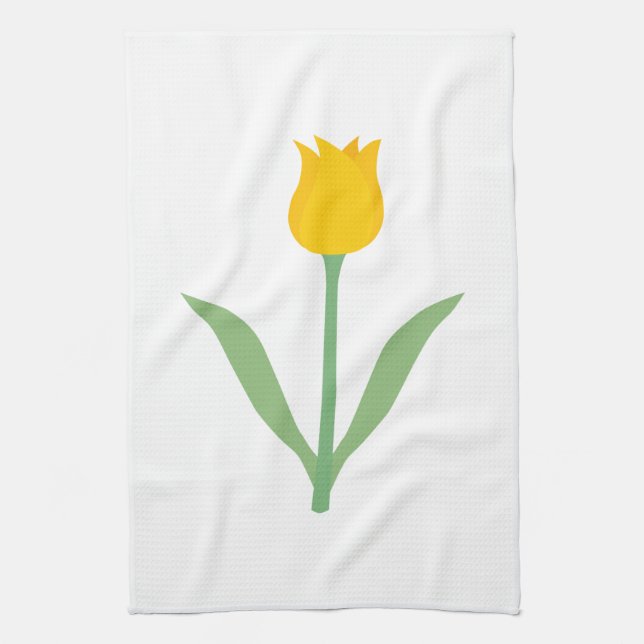 Yellow Tulip Flower. Tea Towel (Vertical)