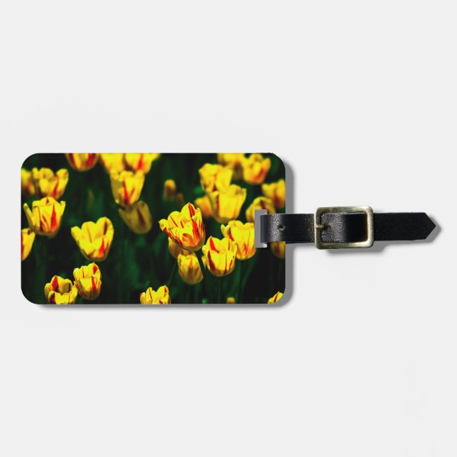 Yellow tulip flowers luggage tag (Front Horizontal)