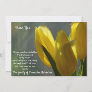 Yellow Tulip Flowers Sympathy Thank You Card