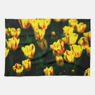 Yellow tulip flowers tea towel