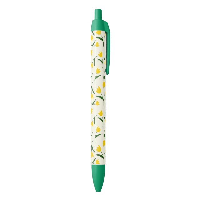 Yellow Tulip Pattern  Black Ink Pen (Bottom (Vertical))