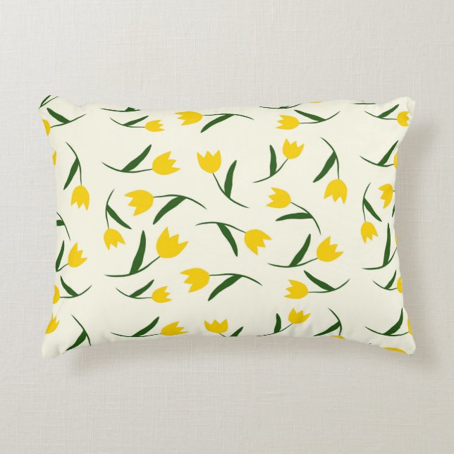 Yellow Tulip Pattern  Decorative Cushion (Front)