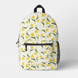 Yellow Tulip Pattern Printed Backpack