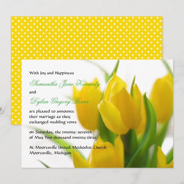 Yellow Tulip - Wedding Announcement (Front/Back)
