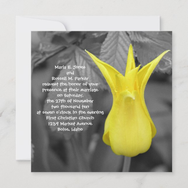 Yellow Tulip Wedding Invitation (Front)