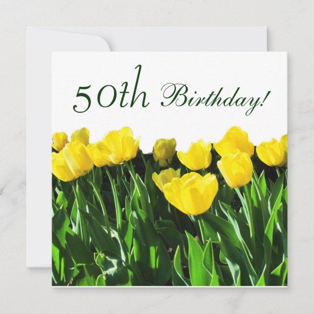 Yellow Tulips 50th Birthday Party Invitation (Front)