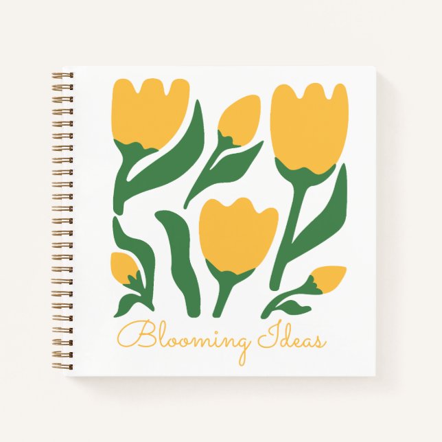 Yellow Tulips Aesthetic Personalized Notebook (Front)