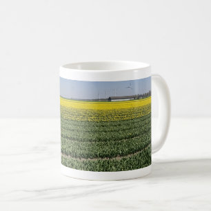 Yellow Tulips Field Panoramic Coffee Mug