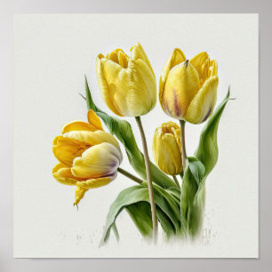 Yellow Tulips Flower Art Print Poster