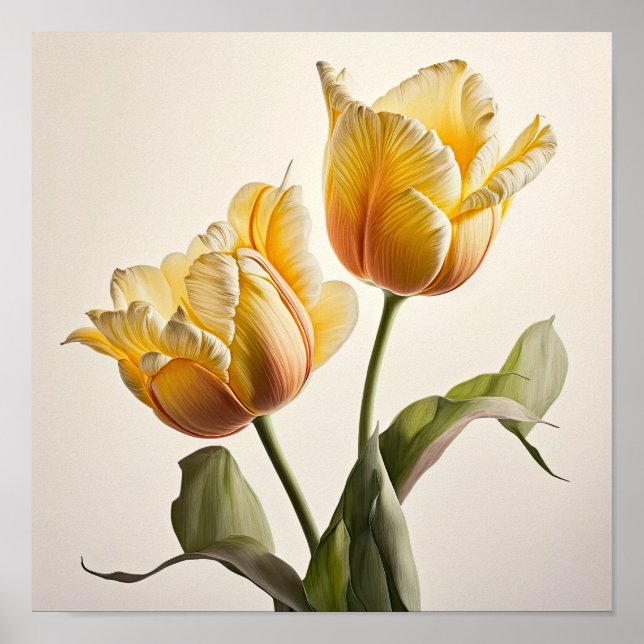 Yellow Tulips Flower Art Print Poster (Front)