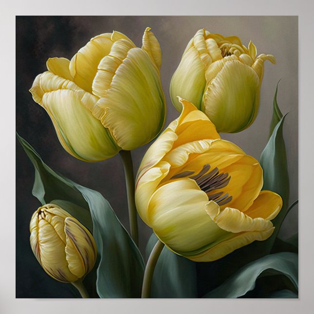 Yellow Tulips Flower Art Print Poster (Front)