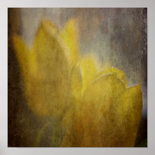 Yellow Tulips Flowers Rustic Floral Art Poster