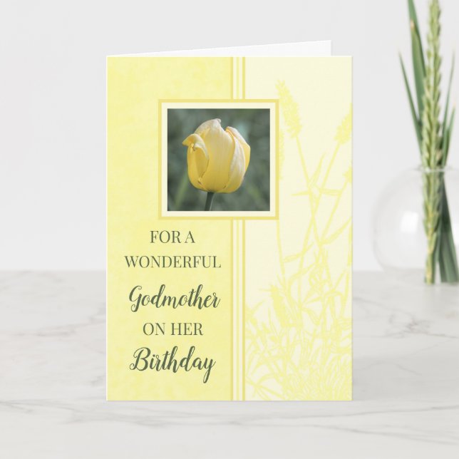 Yellow Tulips Godmother Birthday Card (Front)