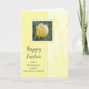 Yellow Tulips Happy Easter Great Granddaughter Holiday Card