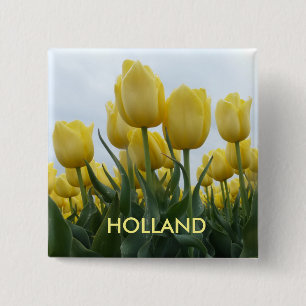 Yellow Tulips Holland Square Button