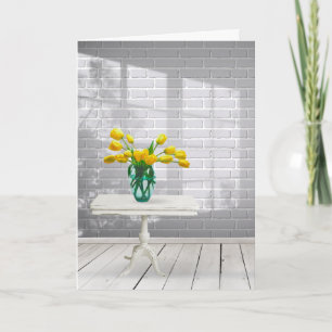 Yellow Tulips in Window Shadow Card
