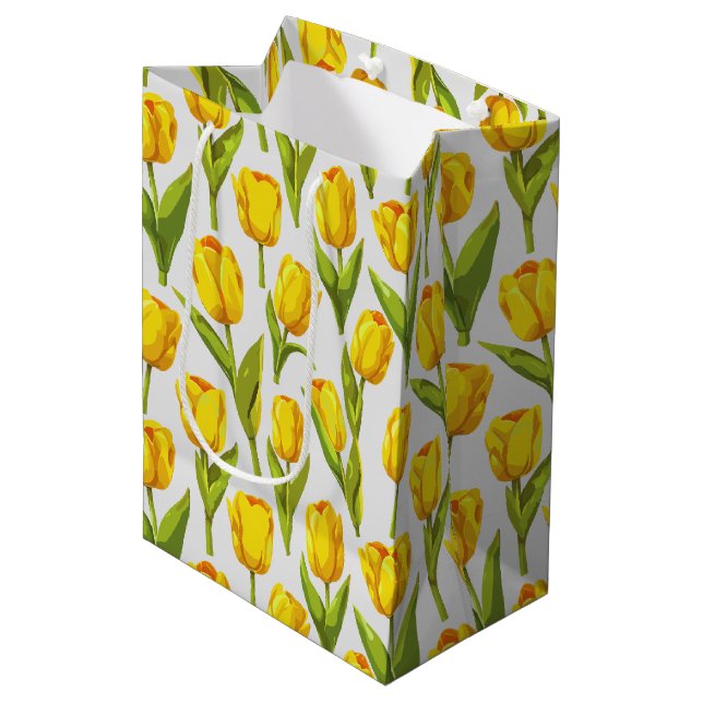 Yellow Tulips Medium Gift Bag (Front Angled)