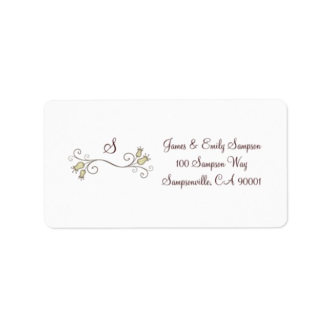 Yellow Tulips Monogram Address Labels (Front)