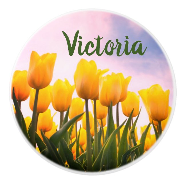 YELLOW TULIPS ON A CERAMIC PULL (Front)