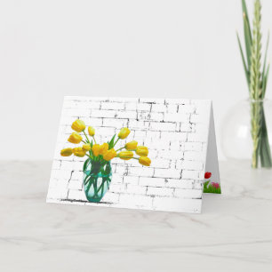Yellow Tulips on Brick Name Day Card