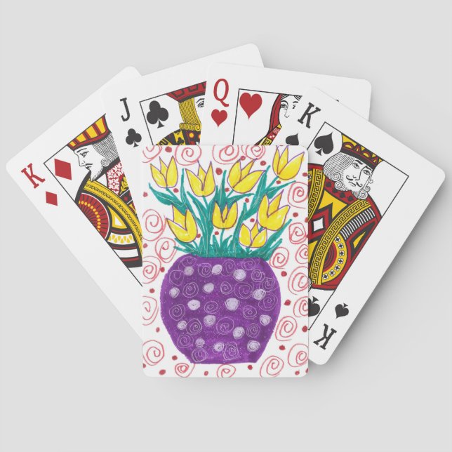Yellow Tulips / Purple Vase Playing Cards (Back)