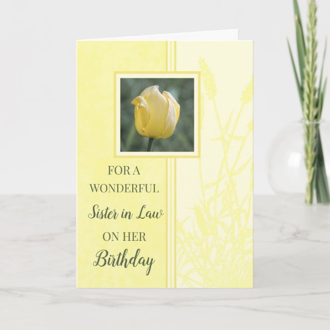 Yellow Tulips Sister in Law Birthday Card (Front)