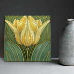 Yellow Tulips Symmetric Wall Decor Art Nouveau Ceramic Tile<br><div class="desc">Welcome to CreaTile! Here you will find handmade tile designs that I have personally crafted and vintage ceramic and porcelain clay tiles, whether stained or natural. I love to design tile and ceramic products, hoping to give you a way to transform your home into something you enjoy visiting again and...</div>