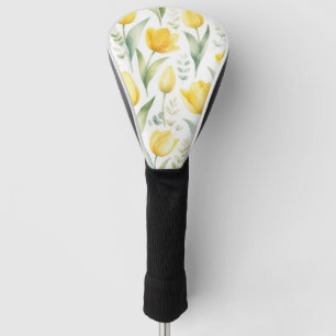 Yellow Tulips Watercolor Floral Painting Botanical Golf Head Cover
