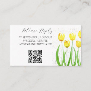 Yellow Tulips Watercolor Flowers Floral Wedding Enclosure Card